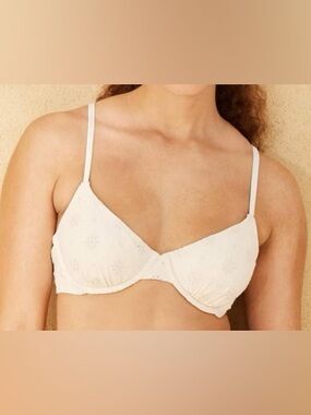 Shade & Shore Cream Eyelet Bikini Top 34C